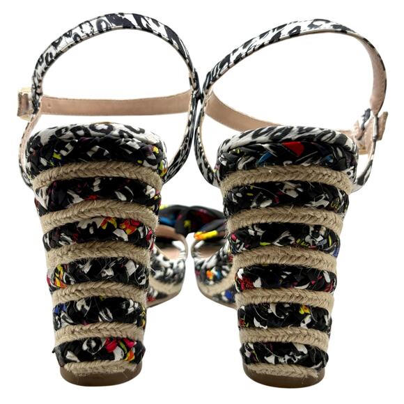 Betsey Johnson Wedge Espadrilles Rainbow Black Jute Bow & Ankle Strap - Picture 6 of 14